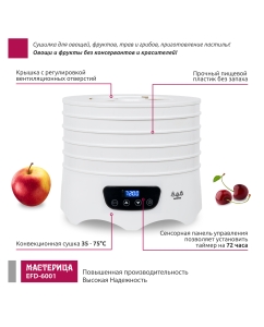 Купить Сушилка для овощей и фруктов Мастерица EFD-6001 белый  в E-mobi