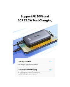 Купить Внешний аккумулятор UGREEN PB502 (25185) 10000mAh 30W с цифровым экраном, серый  в E-mobi