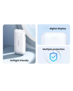 Купить Внешний аккумулятор UGREEN PB501 (25189) 10000mAh 30W с цифровым экраном, белый  в E-mobi