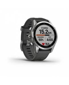 Купить Часы Garmin Fenix 7s серебристый с графитовым силиконовым ремешком в E-mobi