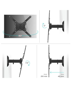 Купить Кронштейн для телевизора 26"-65" ONKRON NP44 наклонно-поворотный, до 35 кг, чёрный  в E-mobi
