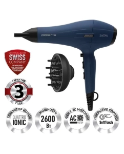 Купить Фен Polaris PHD 2600ACi 2600 Вт синий в E-mobi