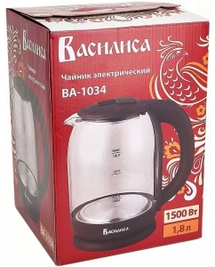 Купить Чайник электрический Василиса ВА-1034 1.8 л прозрачный, черный  в E-mobi