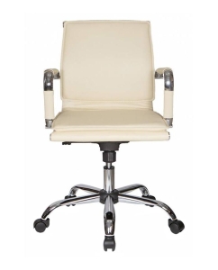 Купить Кресло руководителя Бюрократ CH-993-LOW/IVORY, слоновая кость/хром  в E-mobi