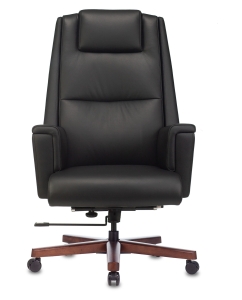 Купить Кресло руководителя БЮРОКРАТ _DUKE, на колесиках, кожа, черный [_duke/black]  в E-mobi
