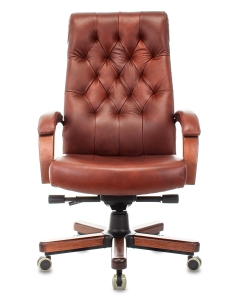 Купить Кресло руководителя Бюрократ T-9928WALNUT/CHOK светло-коричневый, нат. кожа  в E-mobi