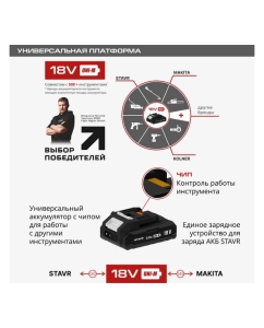 Купить Аккумулятор Ставр 18V UNI-M, 2.0Ач, Stavr SB 18-2-01, Li-ion 9090118005  в E-mobi