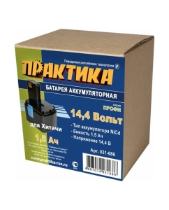 Купить Аккумулятор (14.4 В; 1.5 А*ч; NiCd) для инструментов HITACHI коробка ПРАКТИКА 031-686  в E-mobi