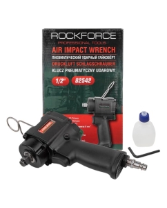 Купить Ударный пневмогайковерт Rockforce Compact с реверсом и регулировкой усилия 1/2&amp;#39;&amp;#39; 600Hм, 8500 об/мин,6.3bar,113 л/мин,1.45кг RF-82542(11712)  в E-mobi