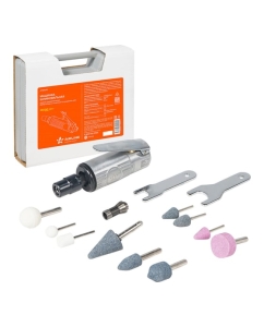 Купить Пневматическая прямая шлифовальная машинка Airline МИНИ с оснасткой 16 предметов, кейс ATBR040  в E-mobi