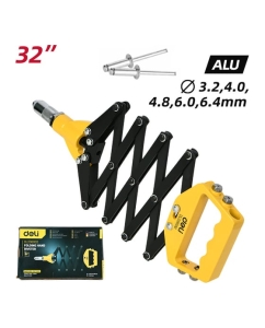 Купить Заклепочник рычажно-складной DELI DL236932 815 мм, диаметр 3.2, 4.0, 4.8, 6.0, 6.4 мм 167828  в E-mobi