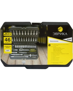 Купить Набор торцевых головок ЭВРИКА 1*4", DR, 6-гранный, 46 предметов ER-80046  в E-mobi