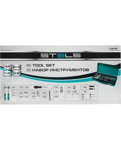 Купить Набор торцевых головок с трещоткой, 1/4"и 3/8", 44 предм, STELS 13575  в E-mobi