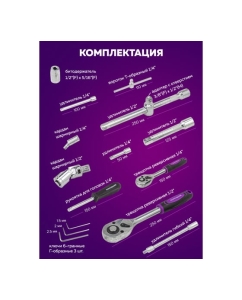Купить Набор инструментов Помощник 94 предмета 1/4", 1/2" (6гр.) 4941-5(59164)  в E-mobi