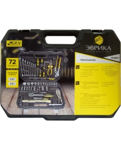 Купить Набор инструмента ЭВРИКА 1*4"&amp;1*2", DR, 6-гранный, 72 предмета ER-80072  в E-mobi