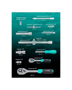 Купить Набор инструментов MAMEDFORCE 110 предметов 1/4", 1/2" MF-41101-5(57607)  в E-mobi