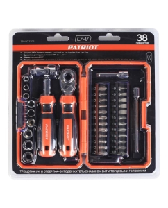 Купить Набор инструментов PATRIOT SPS-38 трещотка с торцевыми головками, отвертка-битодержатель с битами 350003305  в E-mobi