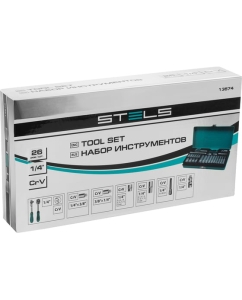 Купить Набор торцевых головок с трещоткой STELS 1/4", 26 предметов 13574  в E-mobi