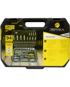 Купить Набор торцевых головок ЭВРИКА 1*4"&amp;1*2", DR, 6-гранный, 94 предмета ER-80094  в E-mobi