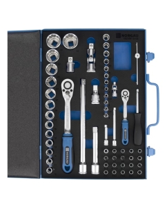 Купить Набор торцевых 12-гранных головок 1/2"-1/4" NORGAU 58 предметов с аксессуарами ND192058-S432 063792432  в E-mobi
