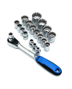 Купить Набор торцевых 12-гранных 1/2" головок NORGAU 24 предмета с аксессуарами ND1924-S832 063792024  в E-mobi