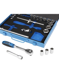 Купить Набор торцевых 6-гранных головок 1/2" NORGAU 24 предмета с аксессуарами N1924-S832 063793024  в E-mobi