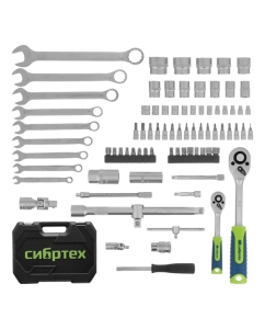 Купить Набор инструментов СИБРТЕХ 1/2", 1/4", пластиковый кейс, 82 предмета 13391  в E-mobi