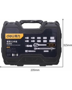 Купить Набор торцевых головок и ключей DELI dl1032 1/2", муфты из стали 50bv30 Cr-V, высококачественная пластиковая коробка, 32 шт. 104461  в E-mobi