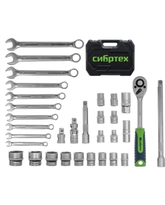 Купить Набор инструментов СИБРТЕХ 1/2", пластиковый кейс, 32 предмета 13393  в E-mobi