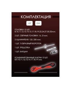 Купить Набор инструментов Disen 1/2" (6гр.) 8-32 мм, 32 предмета DS-4324-5(50781)  в E-mobi
