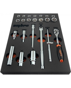 Купить Набор торцевых головок с аксессуарами Ombra OMT23STE 3/8 DR  в EVA ложементе 280х375 мм, 23 предметов 56135  в E-mobi