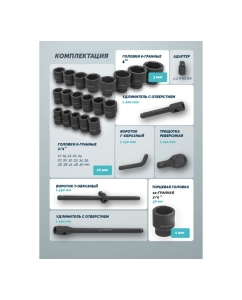 Купить Набор инструментов ударных iLOFORCE 26пр, 3/4", 1" 6гр. IF-68262-5MPB(58981)  в E-mobi