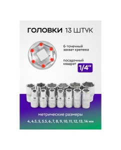 Купить Набор инструмента Помощник 46 предметов 1/4 (6-гран.)(4-14мм) 2462-46(60437)  в E-mobi