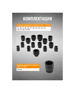 Купить Набор инструментов ударных Patron 21пр, 3/4" (12гр.) P-6212-9MPB(58984)  в E-mobi