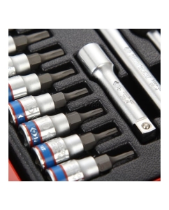Купить Набор шестигранных торцевых головок с принадлежностями 1/4", 4-13мм, 39шт KING TONY 2539MR  в E-mobi