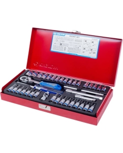 Купить Набор шестигранных торцевых головок с принадлежностями 1/4", 4-13мм, 39шт KING TONY 2539MR  в E-mobi