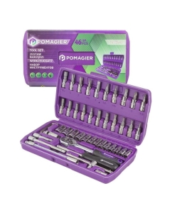 Купить Набор инструментов POMAGIER 1/4" 6 гранные, 46 предметов Pom-2462-5(51784)  в E-mobi