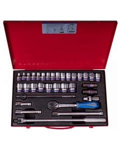 Купить Набор головок с принадлежностями KING TONY 1/2", двенадцатигранные, 8-32 мм, 33 предмета 4034MR06  в E-mobi