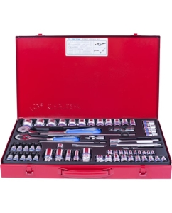 Купить Набор двенадцатигранных торцевых головок с принадлежностями (1/4”, 3/8”, 1/2”, 4-32 мм, 62 предмета) KING TONY 9063MR01  в E-mobi