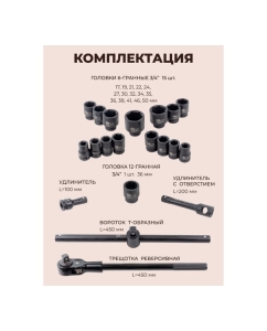 Купить Набор инструментов FORSTIME ударных 21пр. 3/4" (6гр.) FT-6212-5MPB(57692)  в E-mobi
