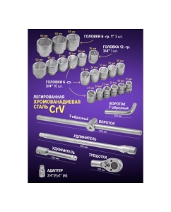 Купить Набор инструментов Forcekraft 26пр, 3/4" 1" 6гр, 17, 19, 21, 22, 24, 27, 30, 32, 33, 34, 35, 36, 36 - 12 гр, 38, 41, 46, 50 мм, 1": 55, 60, 65 мм FK-68262-5(51488)  в E-mobi