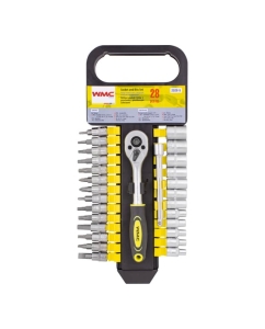 Купить Набор торцевых головок и бит с трещоткой WMC TOOLS 1/4" 28 предметов WMC-2028-5(51204)  в E-mobi