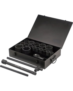 Купить Набор ударных головок Airline 1" 90 мм, 27-80 мм, Т-вороток, трещотка, удлинитель, металлический кейс, 20 предметов ATAS068  в E-mobi