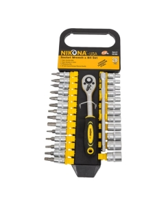 Купить Набор торцевых головок NIKONA с трещоткой кв.1/4", 28 предметов 09-924  в E-mobi