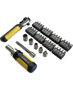 Купить Набор торцевых головок с трещоткой NIKONA  1/4", 5-12 мм, S2 сталь, в прозрачном пластиковом ящике, 23 предмета 27-624  в E-mobi