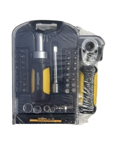 Купить Набор торцевых головок с трещоткой NIKONA  1/4", 5-12 мм, S2 сталь, в прозрачном пластиковом ящике, 23 предмета 27-624  в E-mobi