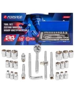 Купить Набор инструментов Forsage (5 комплектов) 24пр. 1/2" ( 6гр)  F-4245B-5 ( 5 K-T )(58573) F-4245B-5 / 5 K-T /(58573)  в E-mobi