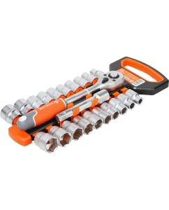 Купить Набор головок с трещоткой Airline 1/2 72Т 22пр. (10-24мм, дюйм. размеры 3/8-15/16, удл. 125мм) ATAO083  в E-mobi