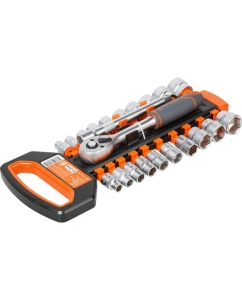 Купить Набор головок с трещоткой Airline 3/8 72Т 22пр. (8-21мм, дюйм. размеры 5/16-7/8, удл. 150мм) ATAQ019  в E-mobi