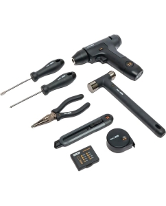 Купить Набор ручного инструмента + шуруповерт DELI Home Series Black HT0208 8 предметов, софттач, Cr-V сталь 170248  в E-mobi